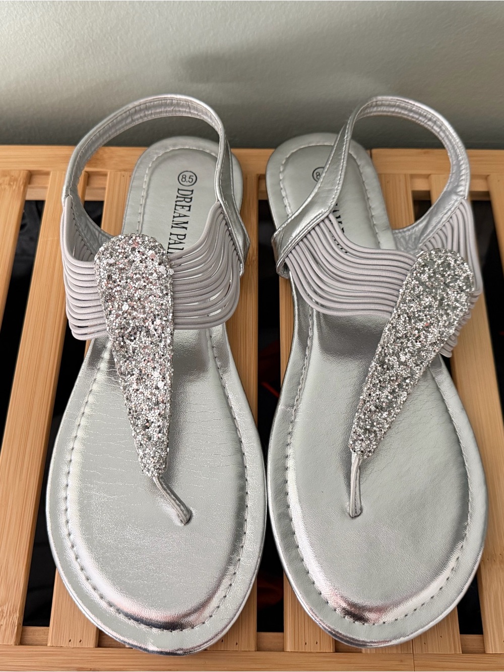 Dream Pairs Silver Glitter Slingback Sandals for Women